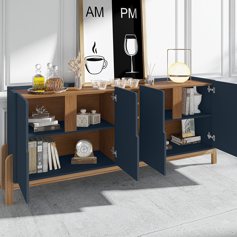 Buffet Aparador 190cm Com Adega 050520 Azul Cobalto Cedro DCASA