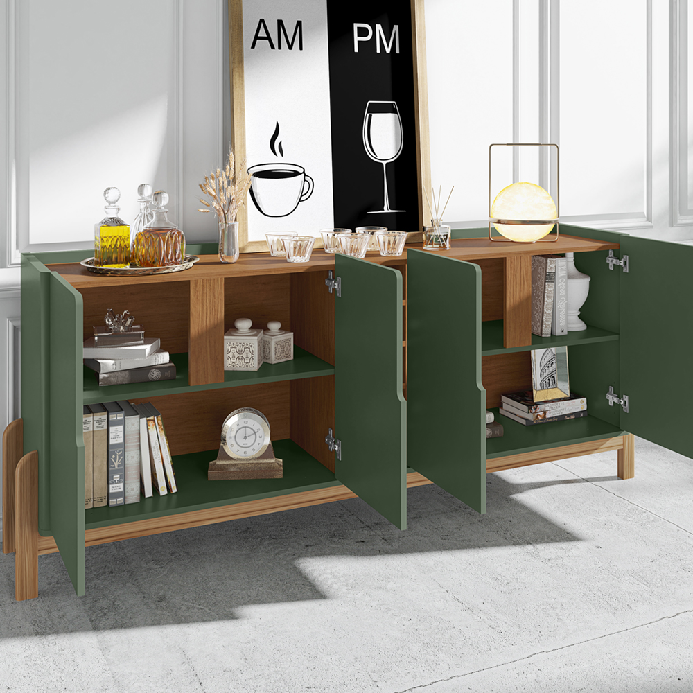 Buffet Aparador 190cm Com Adega 050520 Verde Oliva Cedro DCASA