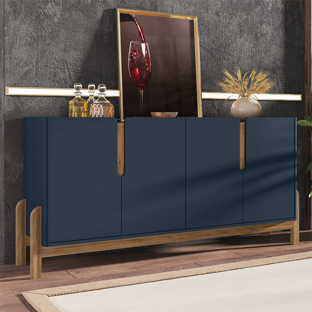 Buffet Aparador 4 Portas 170cm 050518 Azul Cobalto Cedro DCASA