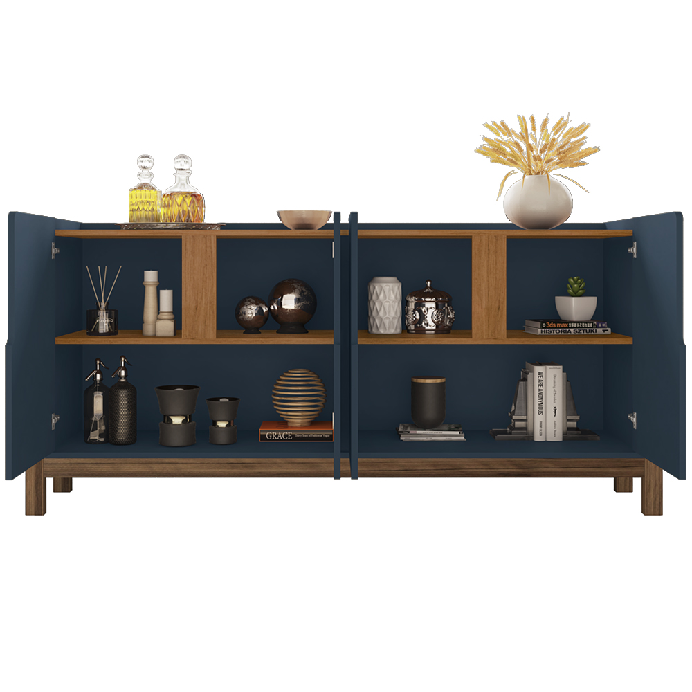 Buffet Aparador 4 Portas 170cm 050518 Azul Cobalto Cedro DCASA