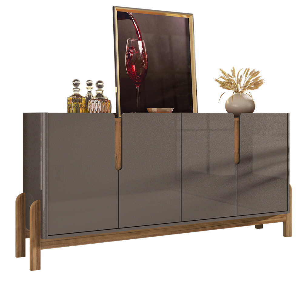 Buffet Aparador 4 Portas 170cm 050518 Cinza Perola Cedro DCASA