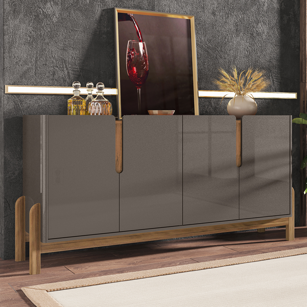Buffet Aparador 4 Portas 170cm 050518 Cinza Perola Cedro DCASA