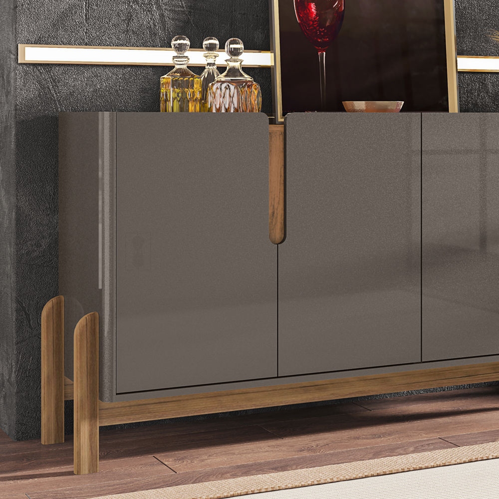 Buffet Aparador 4 Portas 170cm 050518 Cinza Perola Cedro DCASA