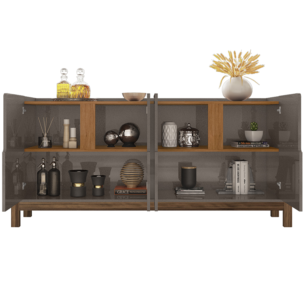 Buffet Aparador 4 Portas 170cm 050518 Cinza Perola Cedro DCASA