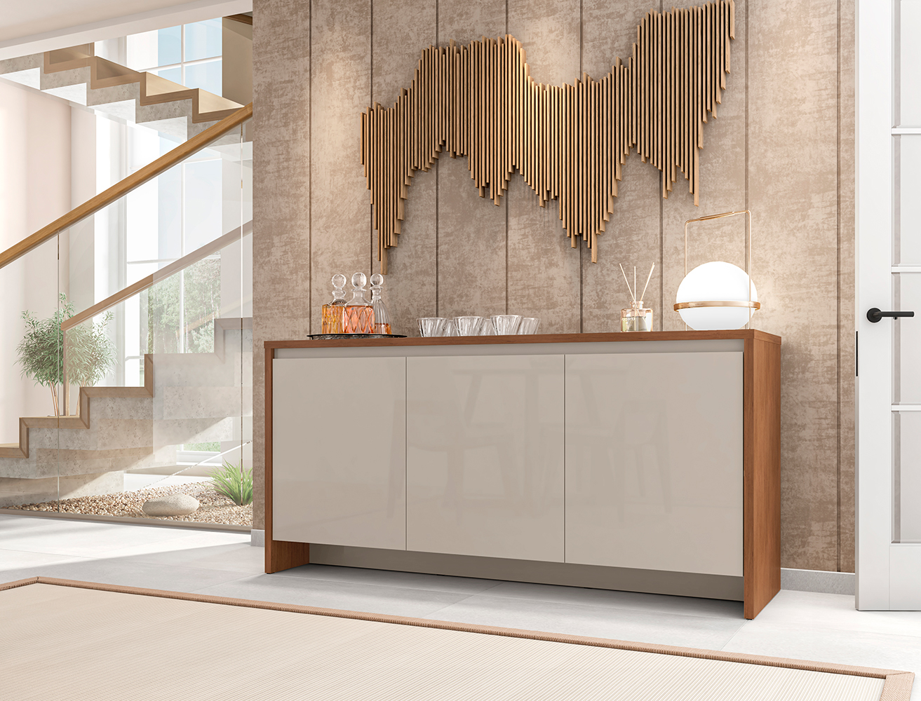 Buffet Aparador Legancy Cedro Off White 3 Portas