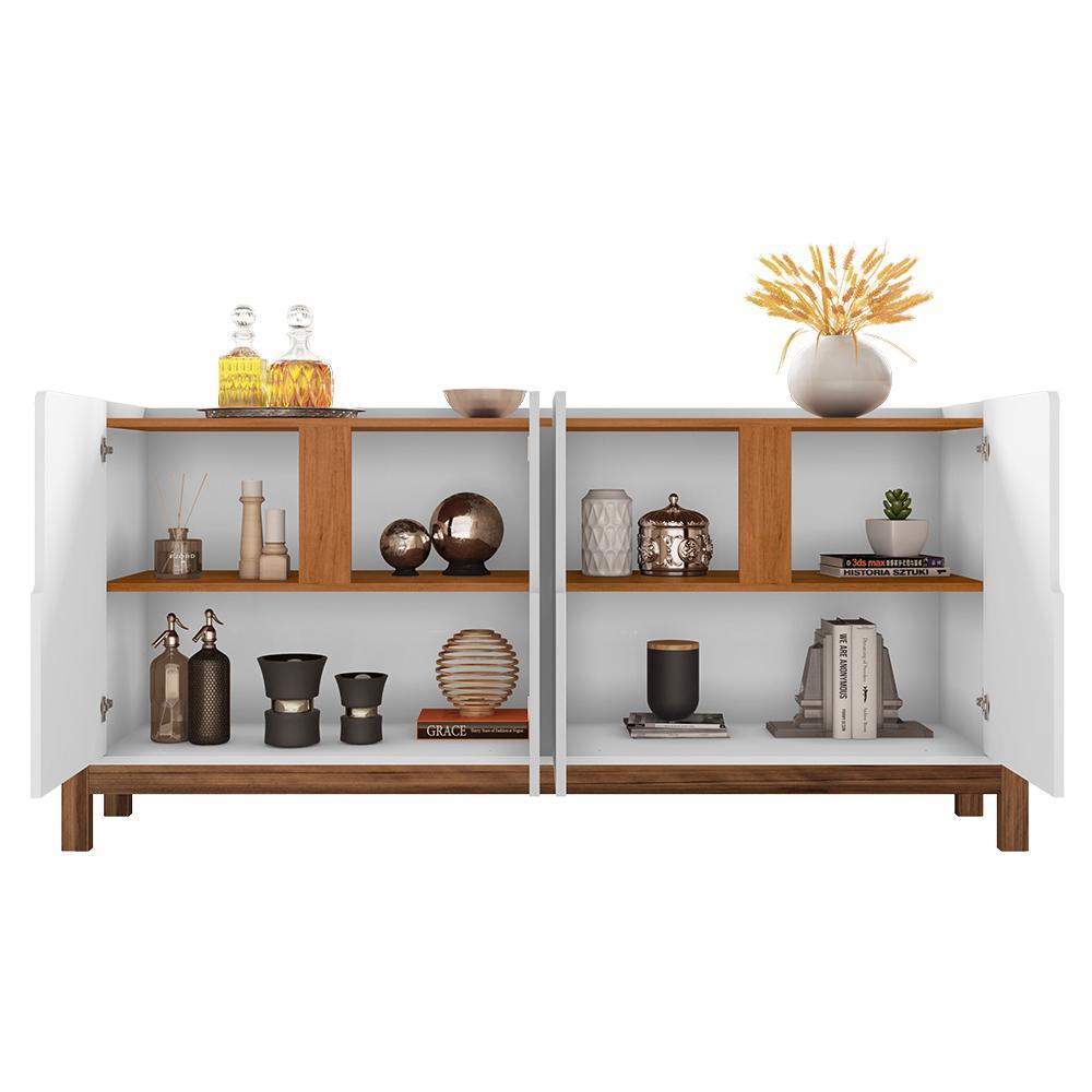 Buffet Aparador Lizz 170cm 4 Portas Branco/Cedro - Casa D