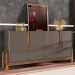 Buffet Aparador Lizz 170cm 4 Portas Cinza Pérola/Cedro - Casa D