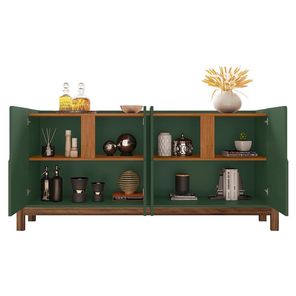 Buffet Aparador Lizz 170cm 4 Portas Verde Oliva/Cedro - Casa D