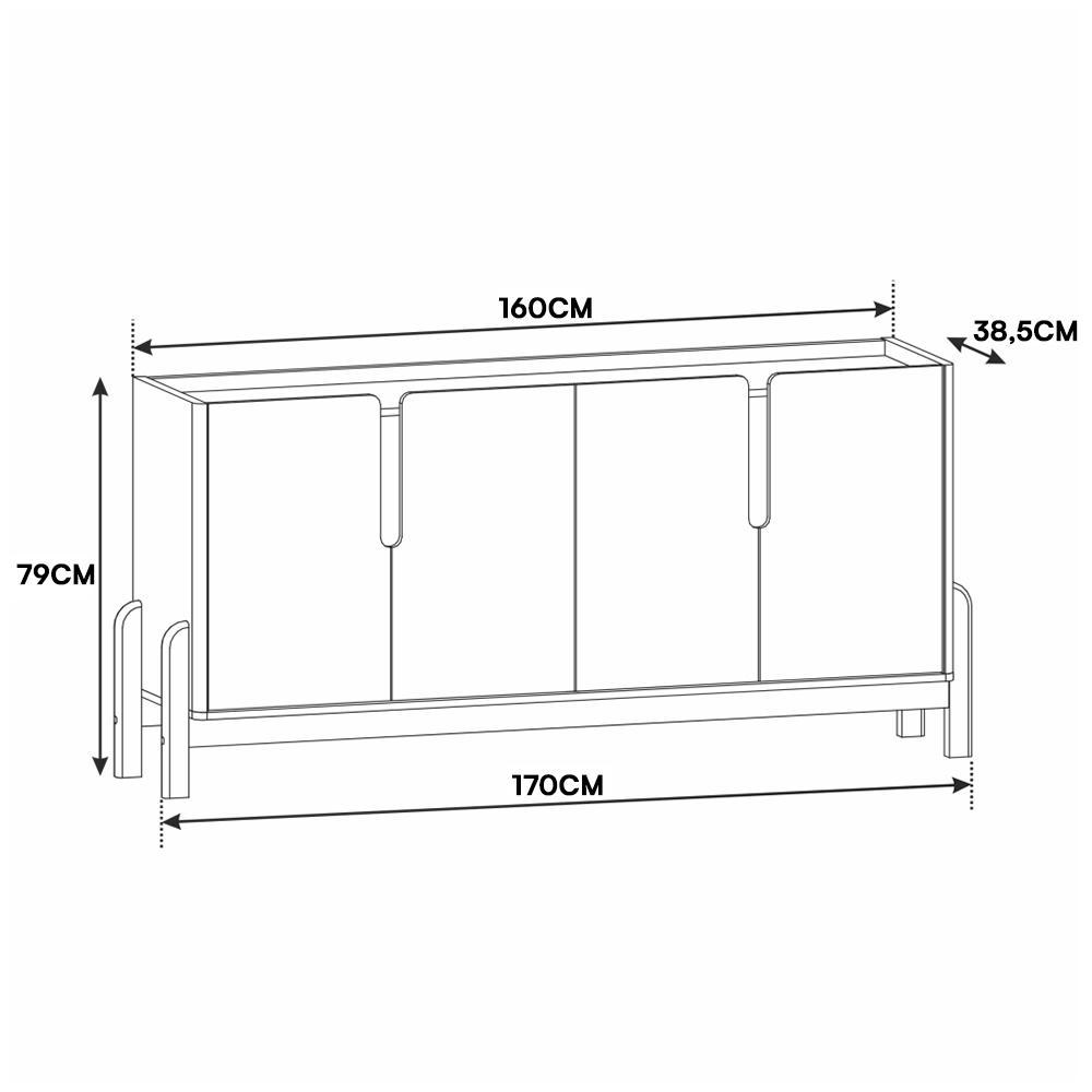 Buffet Aparador Lizz 170cm 4 Portas Verde Oliva/Cedro - Casa D