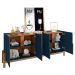 Buffet Aparador Lizz 190cm 4 Portas com Adega Azul Cobalto/Cedro - Casa D