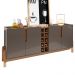 Buffet Aparador Lizz 190cm 4 Portas com Adega Cinza Pérola/Cedro - Casa D