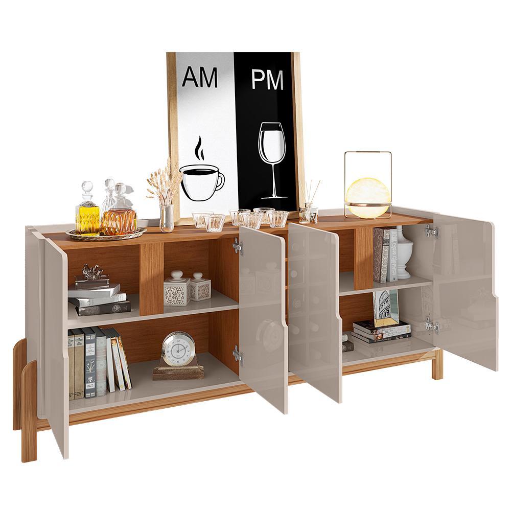 Buffet Aparador Lizz 190cm 4 Portas com Adega Off White/Cedro - Casa D