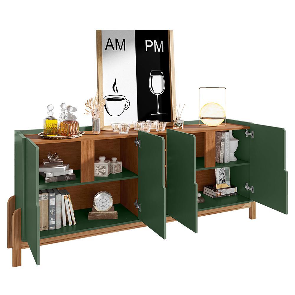 Buffet Aparador Lizz 190cm 4 Portas com Adega Verde Oliva/Cedro - Casa D