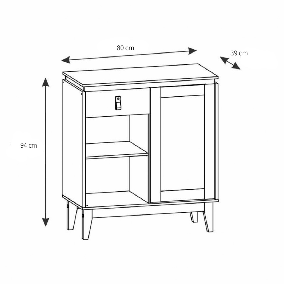 Buffet Café Rubi 1 PT 1 GV Cinza Pérola e Noce