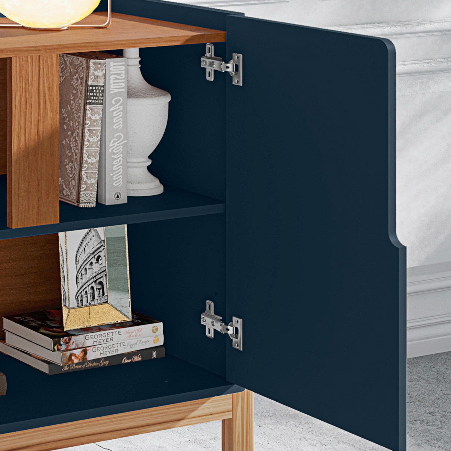 Buffet Lizz 1,90 4 Portas Azul Cobalto com Cedro - Casa D