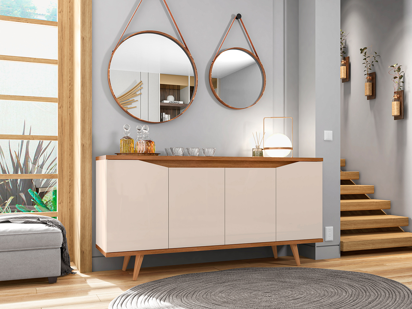 Buffet Louise Off White Cedro 4 Portas