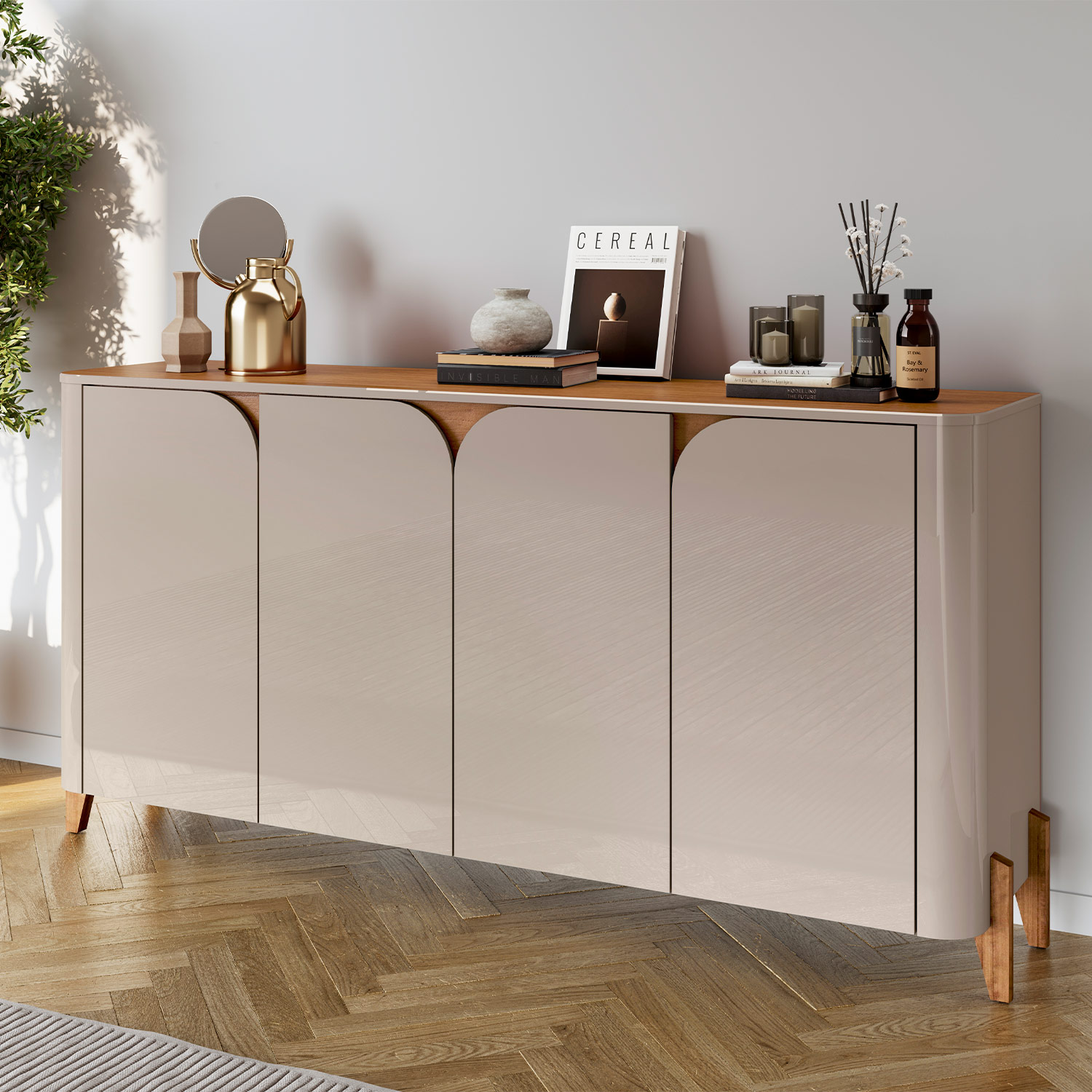 Buffet Memphis  4 Portas Off White com Cedro - Casa D