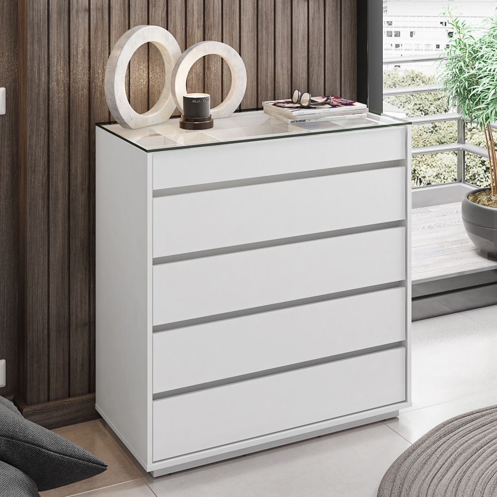 Cômoda Suellen Branco com Gaveta Organizadora