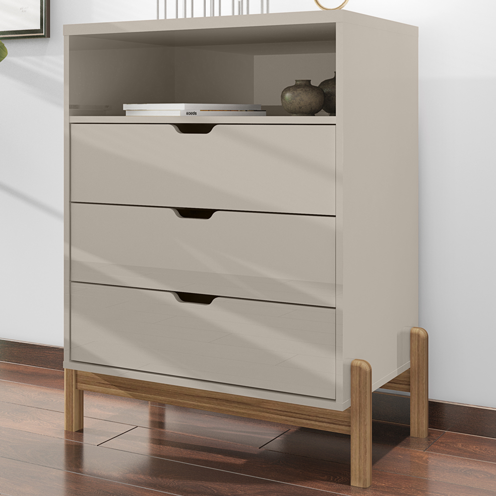 Comoda 3 Gavetas Para Quarto 005025 Off White DCASA