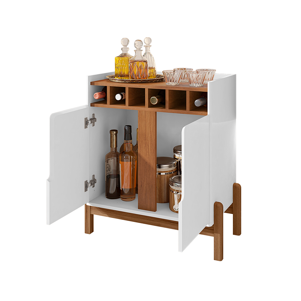 Conjunto Buffet 1.7 e Bar Ramp Branco Cedro