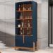 Conjunto Buffet 170 e Cristaleira Jayce Azul Cobalto Cedro