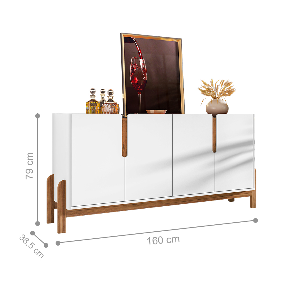 Conjunto Buffet 170 e Cristaleira Luisa Branco Cedro