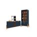 Conjunto Buffet 190 e Cristaleira Perry Azul Cobalto Cedro