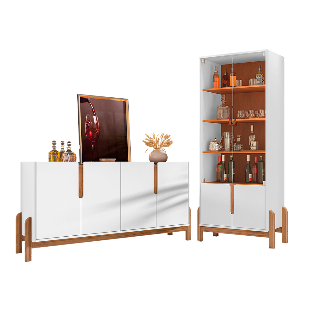 Conjunto Buffet e Cristaleira Jayce - Branco