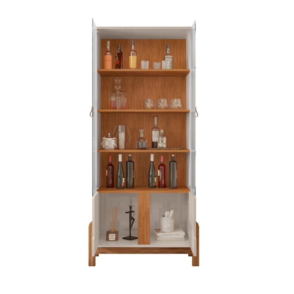Conjunto Mesa de Centro e Cristaleira Kast Off White Cedro