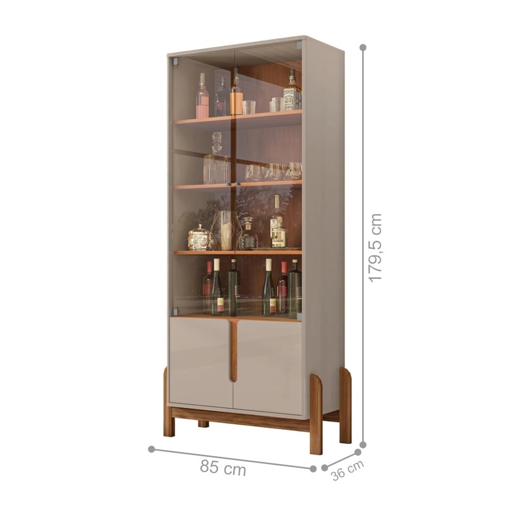 Conjunto Mesa de Centro e Cristaleira Kast Off White Cedro