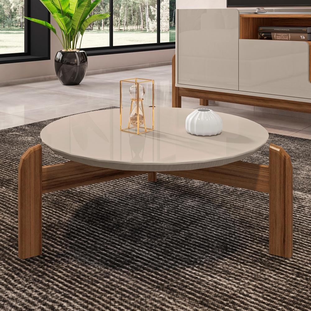 Conjunto Mesa de Centro e Cristaleira Kast Off White Cedro
