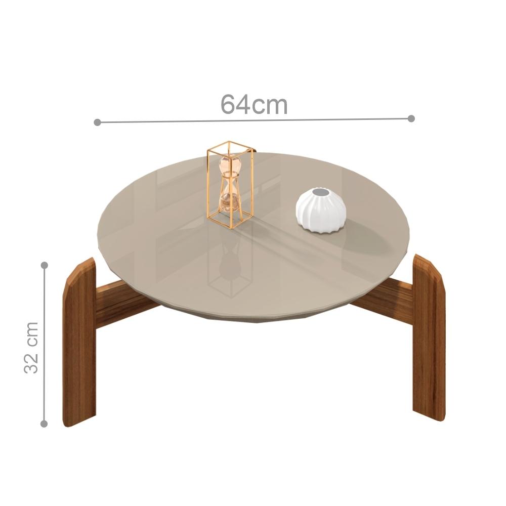 Conjunto Mesa de Centro e Cristaleira Kast Off White Cedro