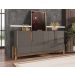 Conjunto Sala De Estar Completo Seville Cinza Pérola Cedro