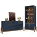 Cristaleira 050519 E Buffet 050518 Para Sala Azul Cobalto Cedro DCASA