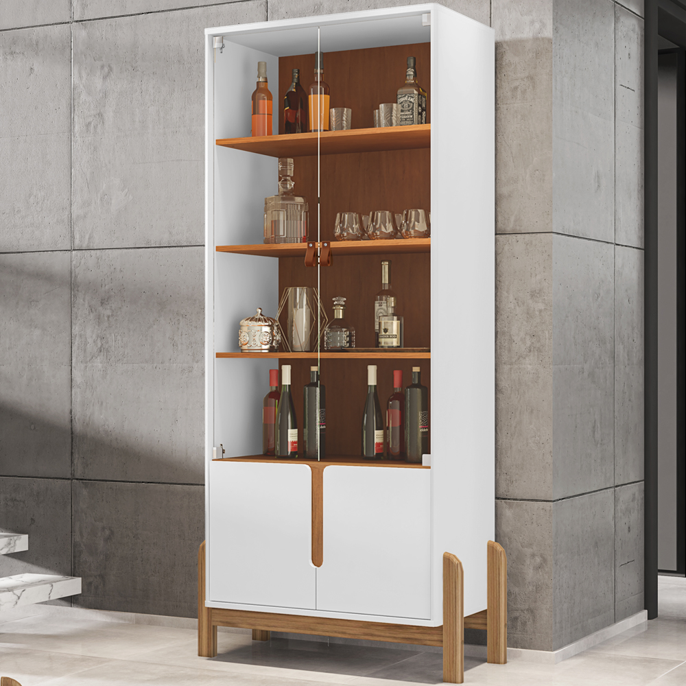 Cristaleira 050519 E Buffet 050518 Para Sala Branco Cedro DCASA