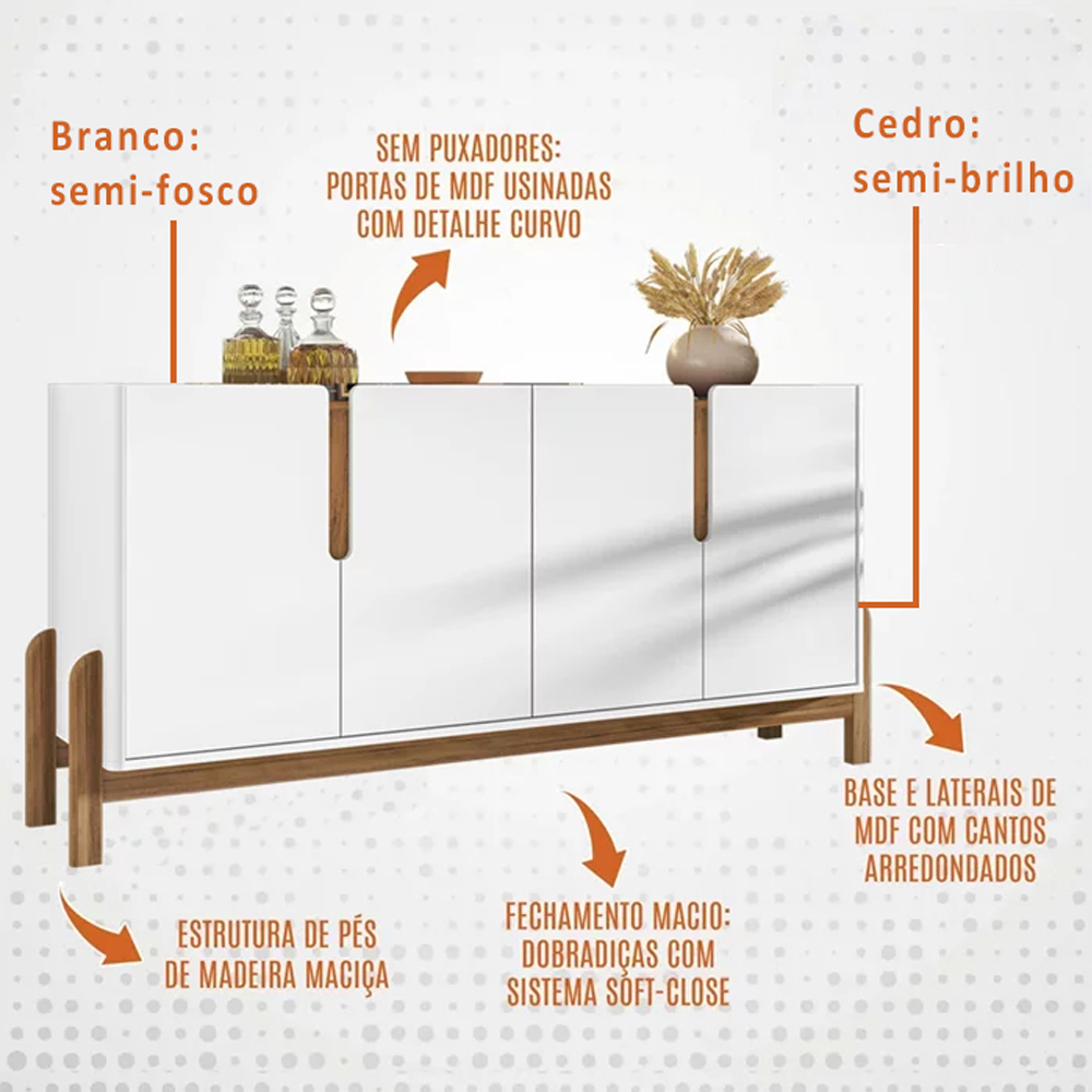 Cristaleira 050519 E Buffet 050518 Para Sala Branco Cedro DCASA