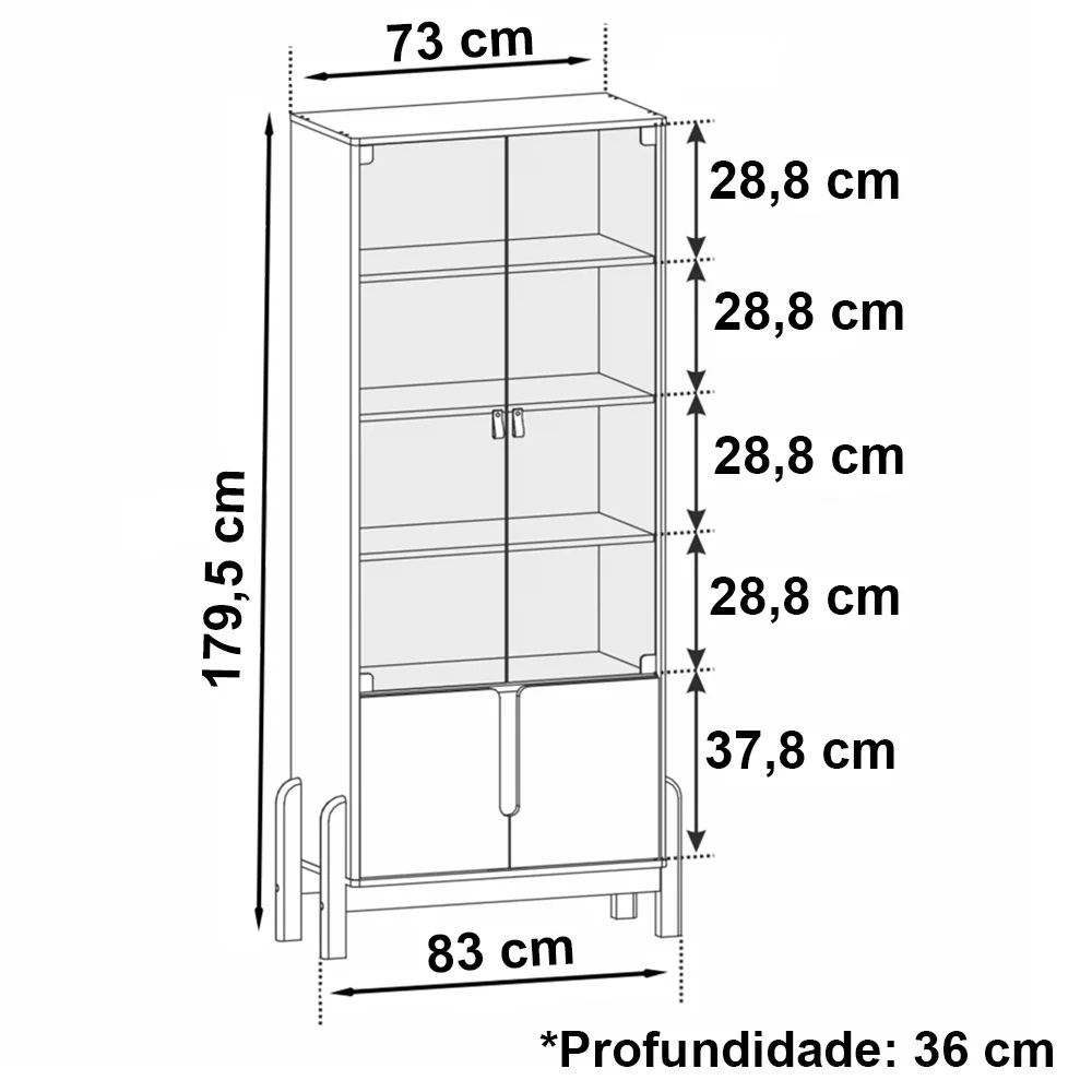 Cristaleira 050519 E Buffet 050518 Para Sala Branco Cedro DCASA