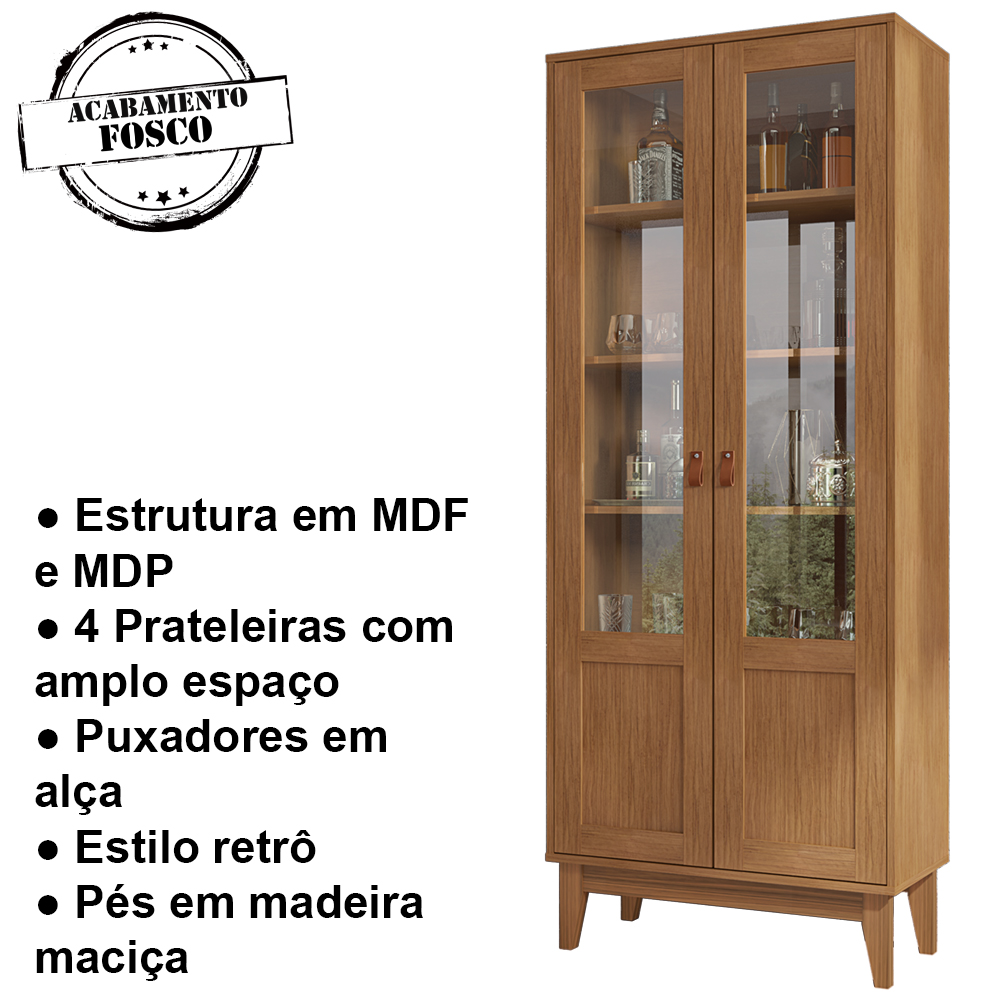Cristaleira 2 Portas Para Sala De Estar 50521 Cedro DCASA