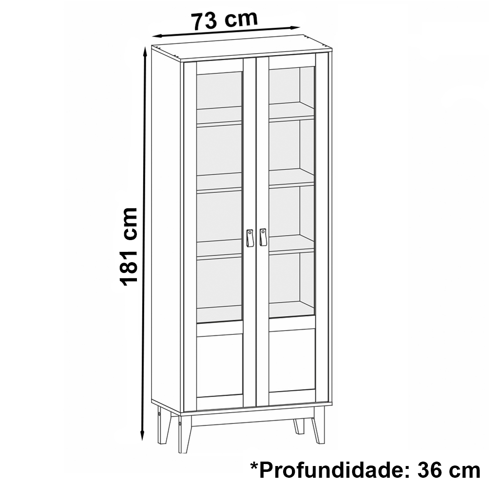 Cristaleira 2 Portas Para Sala De Estar 50521 Cedro DCASA