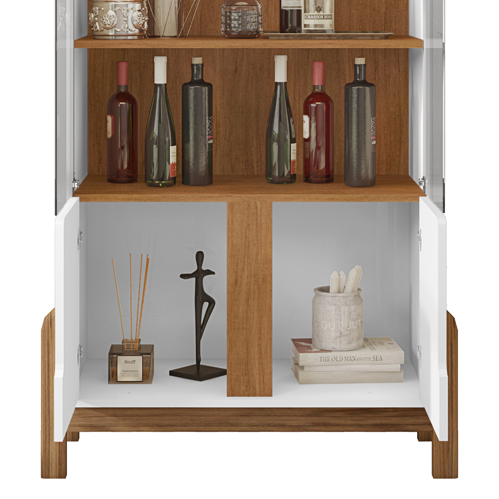 Cristaleira 4 Portas Para Sala De Estar 50519 Branco Cedro DCASA
