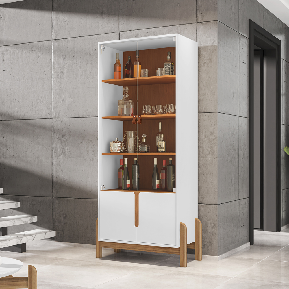 Cristaleira 4 Portas Para Sala De Estar 50519 Branco Cedro DCASA