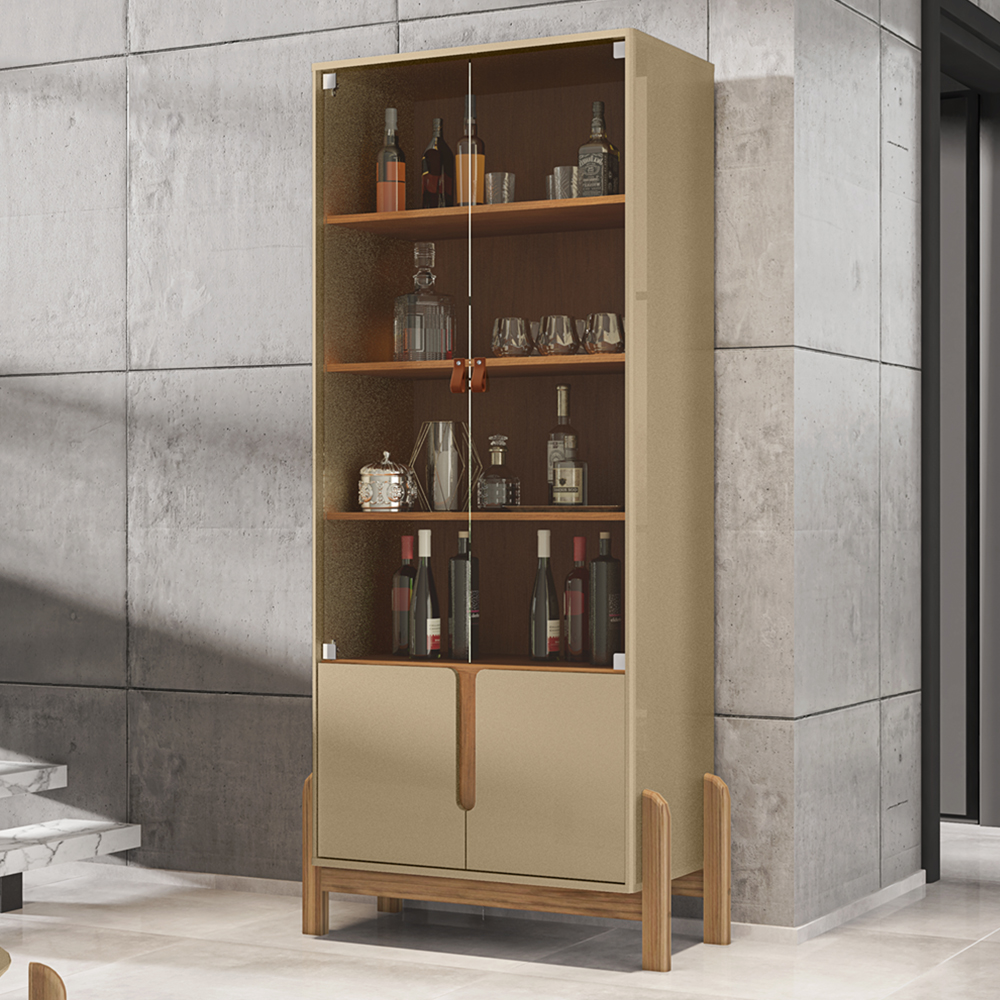 Cristaleira 4 Portas Para Sala De Estar 50519 Champagne Cedro DCASA