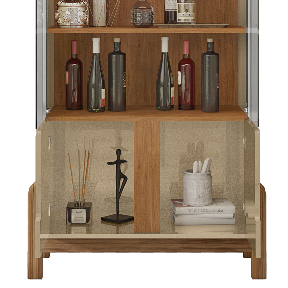 Cristaleira 4 Portas Para Sala De Estar 50519 Champagne Cedro DCASA