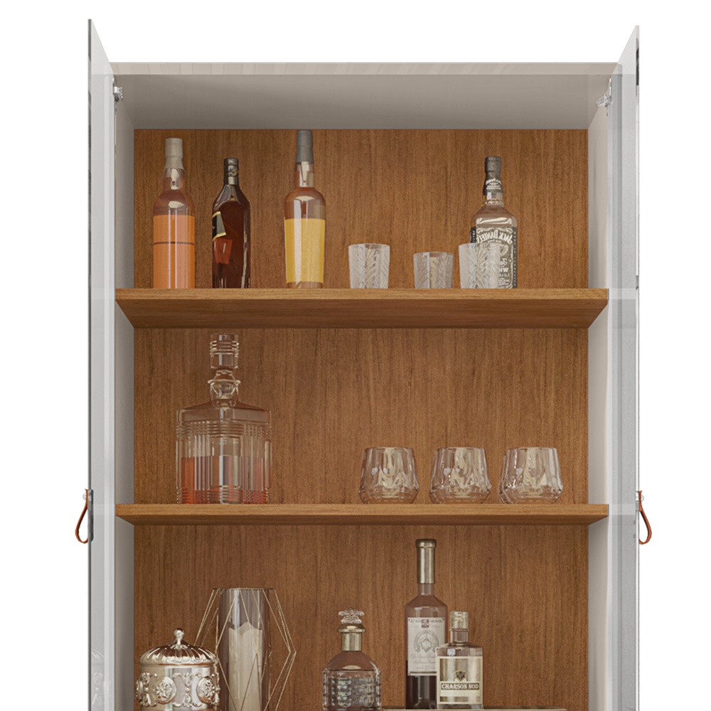 Cristaleira 4 Portas Para Sala De Estar 50519 Off White Cedro DCASA