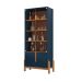 Cristaleira Lizz 4 Portas Azul Cobalto com Cedro - Casa D