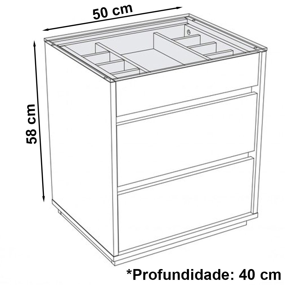 Kit 2 Mesas De Cabeceira 3 Gavetas 010023 Branco DCASA