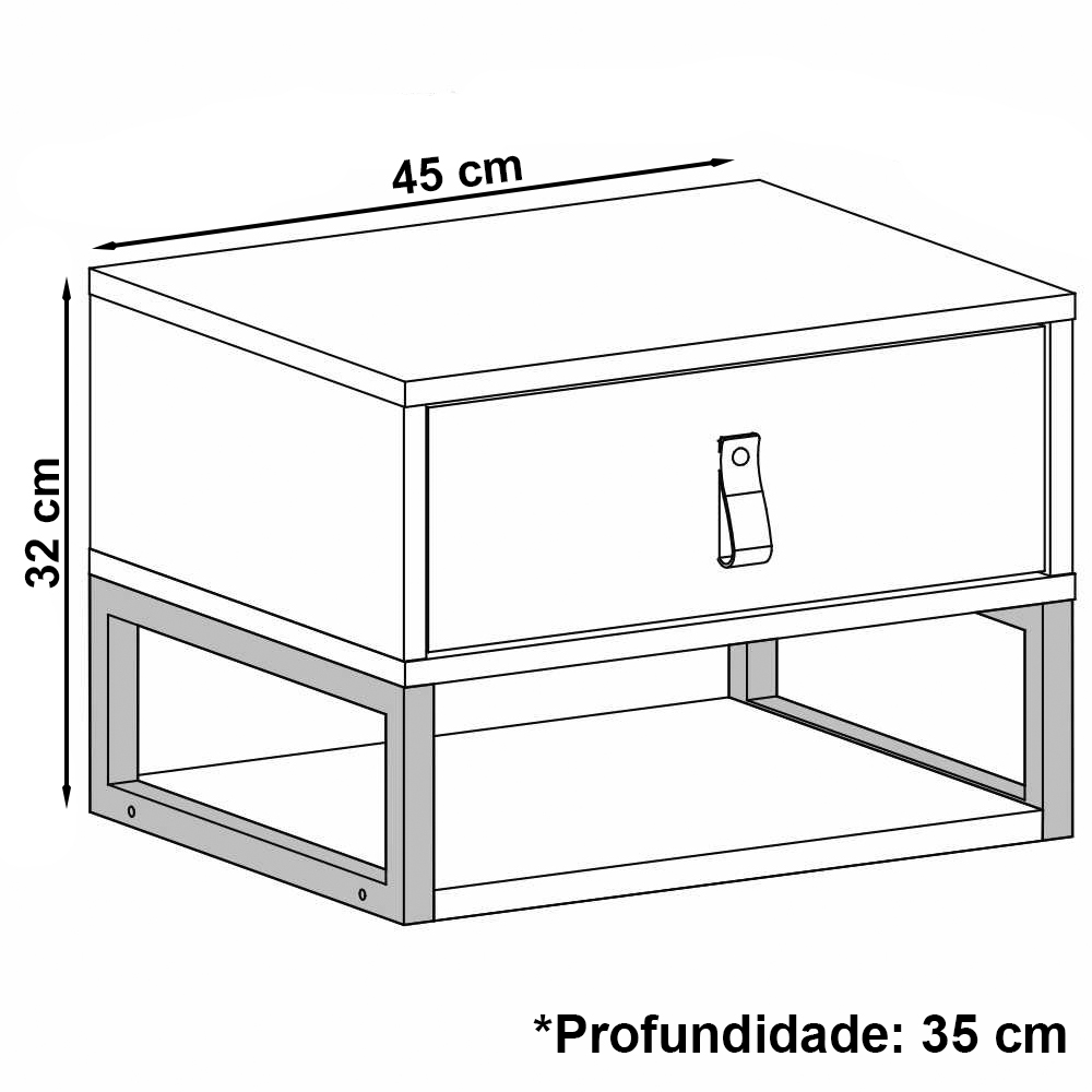 Kit 2 Mesas De Cabeceira Suspensa 1 Gaveta 004014 Branco DCASA