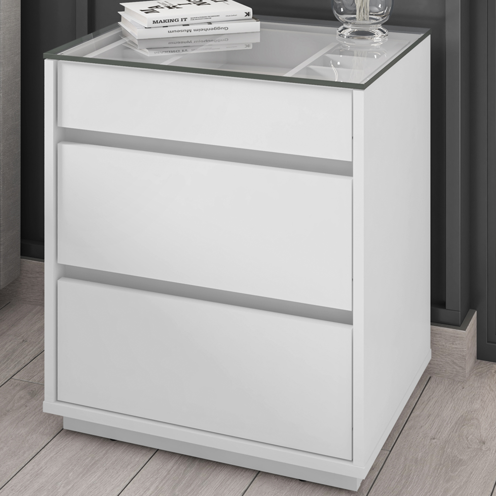 Mesa De Cabeceira 3 Gavetas 010023 Branco DCASA