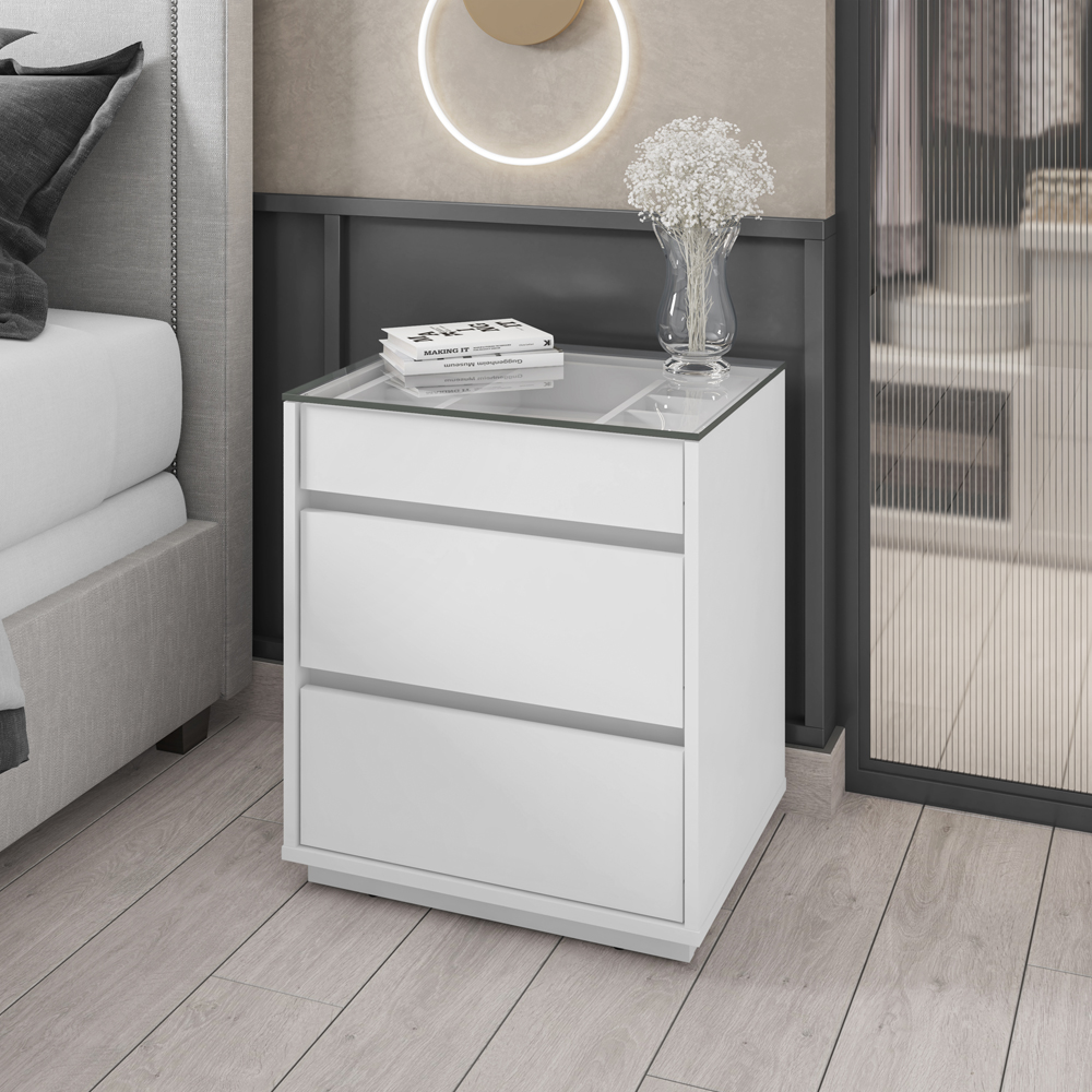 Mesa De Cabeceira 3 Gavetas 010023 Branco DCASA