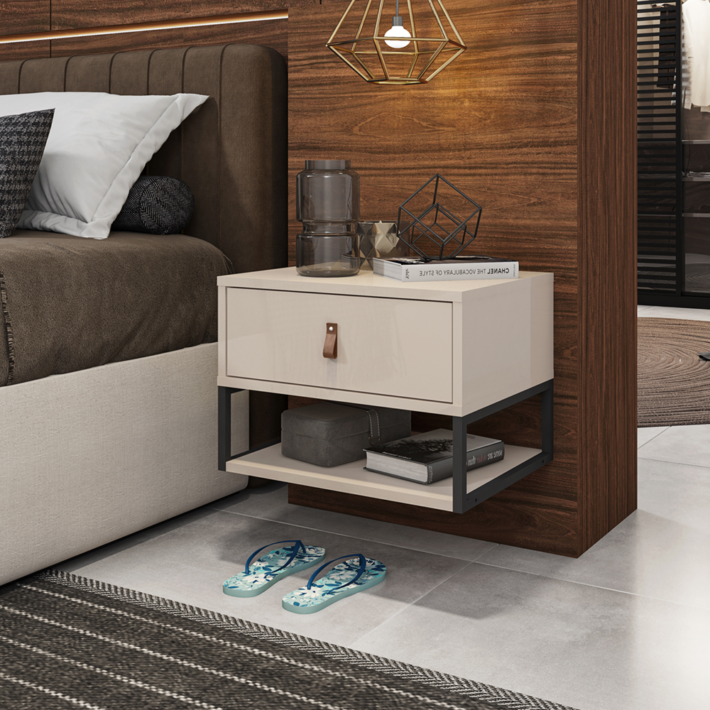 Mesa De Cabeceira Suspensa 1 Gaveta 004014 Off White DCASA